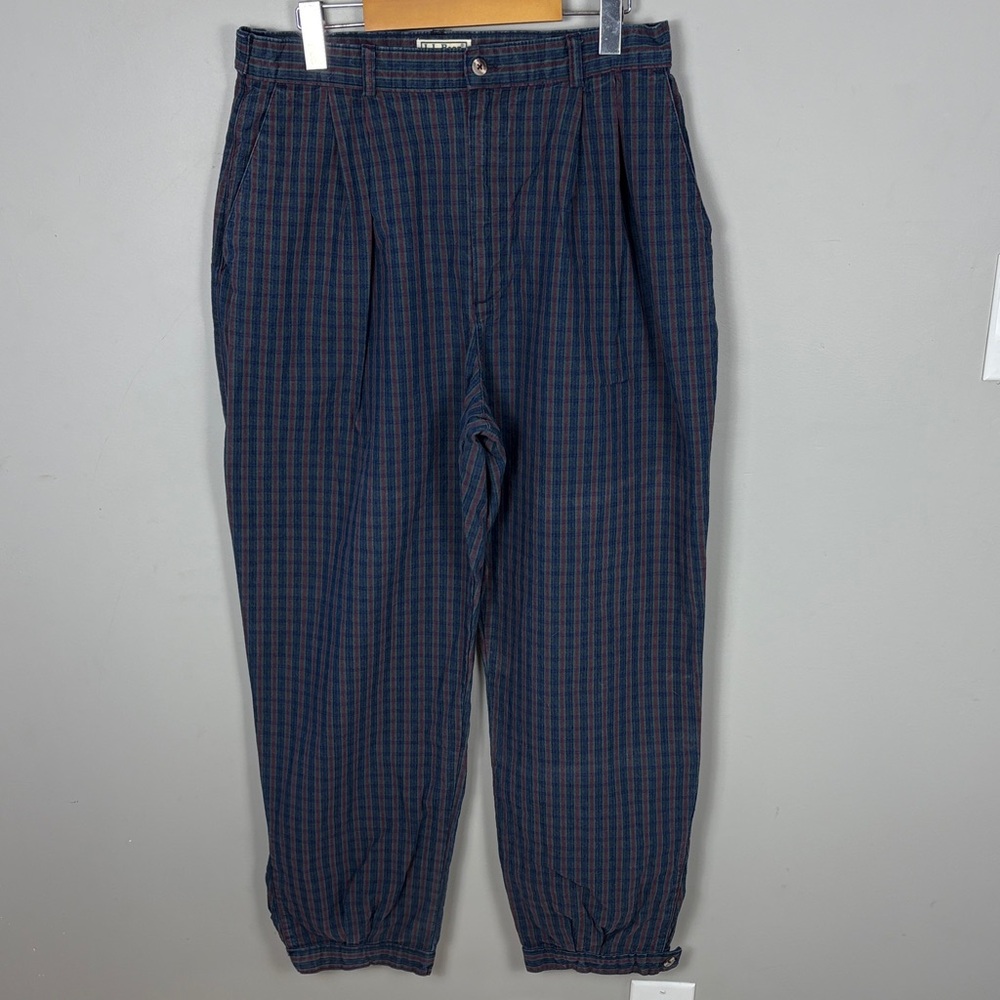 L.L. Bean Vintage Navy and Red Checkered Trousers
